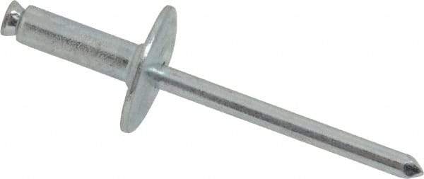 RivetKing - Size 8-18 Dome Head Steel Flush on Both Sides Blind Rivet - Steel Mandrel, 7/8" to 1-1/8" Grip, 5/8" Head Diam, 0.255" Min Hole Diam, 0.82" Length Under Head, 1/4" Body Diam - Top Tool & Supply