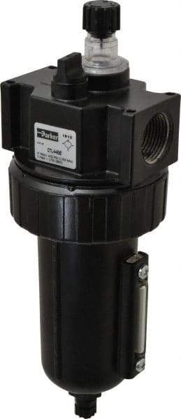 Parker - 3/4" NPT, 250 Max psi Standard Mist Lubricator - Metal Bowl with Sight Glass, Zinc Body, 90 CFM, 175°F Max Temp, 3.24" Wide x 9.27" High - Top Tool & Supply