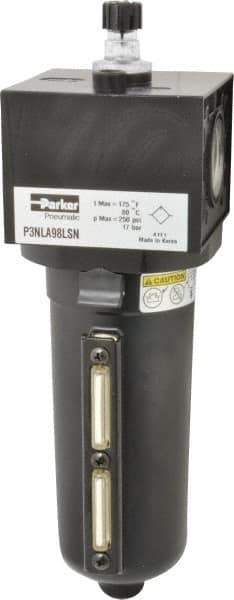 Parker - 1" NPT, 250 Max psi Heavy Duty Mist Lubricator - Metal Bowl with Sight Glass, Zinc Body, 250 CFM, 175°F Max Temp, 3.62" Wide x 11.81" High - Top Tool & Supply