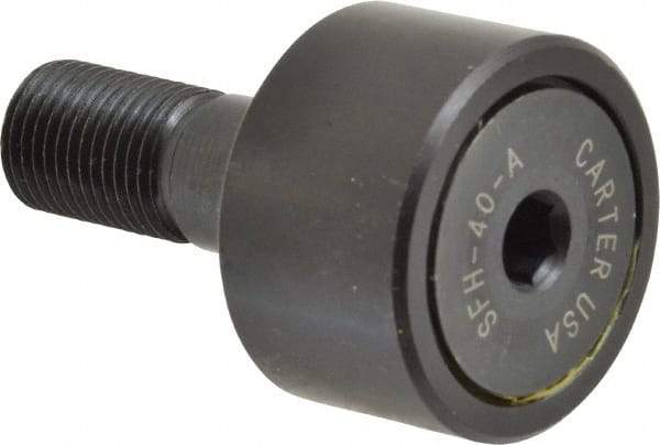 Made in USA - 1-1/4" Roller Diam x 3/4" Width, 1/2" Stud Diam x 1-1/4" Length, Stud Cam Follower - Steel, 5/8" Thread Length, 1/2-20 Thread, 3,144 Lb Dynamic Cap - Top Tool & Supply