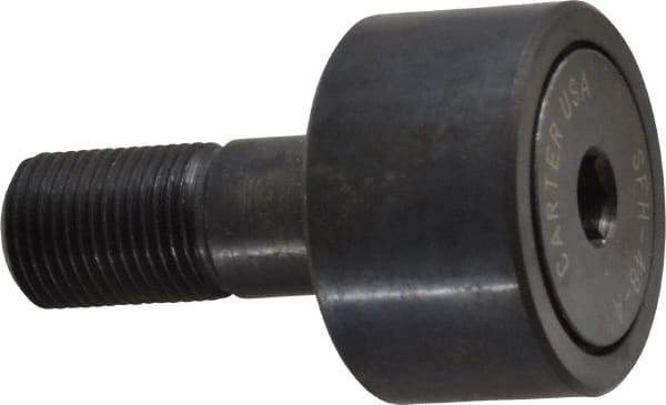 Made in USA - 1-1/2" Roller Diam x 7/8" Width, 5/8" Stud Diam x 1-1/2" Length, Stud Cam Follower - Steel, 3/4" Thread Length, 5/8-18 Thread, 3,872 Lb Dynamic Cap - Top Tool & Supply