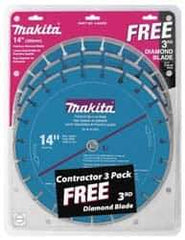 Makita - 14" Diam, 20mm Arbor Hole Diam, Wet & Dry Cut Saw Blade - Diamond-Tipped, Standard Round Arbor - Top Tool & Supply