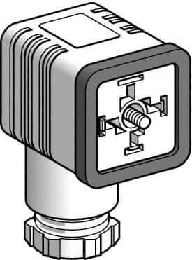 Telemecanique Sensors - 16 Amp, 4 Pin Elbowed Female Field Attachable Connector Sensor and Receptacle - 250 VAC, IP65 Ingress Rating - Top Tool & Supply