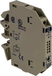 Schneider Electric - 17 Milliamp, NC Configuration, Interface Relay Module - DIN Rail Mount, 23 to 131°F, 120 to 127 Volt - Top Tool & Supply