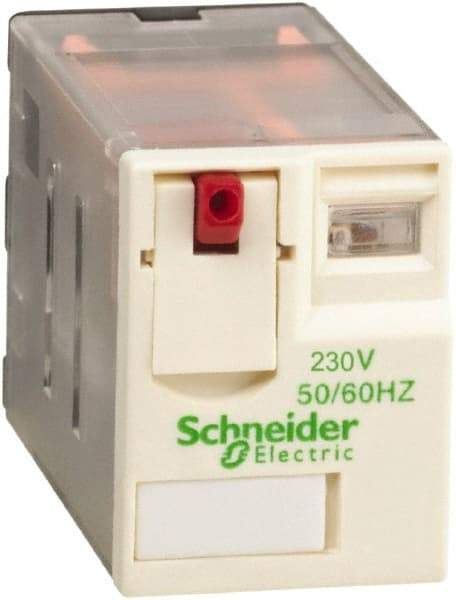 Schneider Electric - 3,000 VA Power Rating, Electromechanical Plug-in General Purpose Relay - 12 Amp at 250/277 VAC & 28 VDC, 6 Amp at 250 VAC & 28 VDC, 2CO, 230 VAC at 50/60 Hz - Top Tool & Supply