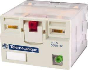 Schneider Electric - 3,750 VA Power Rating, Electromechanical Plug-in General Purpose Relay - 15 Amp at 250 VAC & 28 VDC, 4CO, 110 VDC - Top Tool & Supply