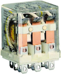 Square D - 1/2 hp at 120 Volt & 3/4 hp at 240 Volt, Electromechanical Plug-in General Purpose Relay - 10 Amp at 250 VAC, 3PDT, 120 VAC at 50/60 Hz - Top Tool & Supply