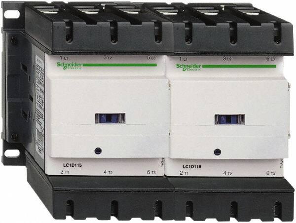 Schneider Electric - 3 Pole, 110 Coil VAC at 50/60 Hz, 115 Amp at 440 VAC, Reversible IEC Contactor - 3 Phase hp: 100 at 575/600 VAC, 30 at 200/208 VAC, 40 at 230/240 VAC, 75 at 460/480 VAC - Top Tool & Supply