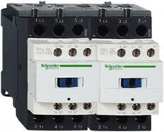 Schneider Electric - 3 Pole, 24 Coil VDC, 9 Amp at 440 VAC, Reversible IEC Contactor - 1 Phase hp: 0.5 at 115 VAC, 1 at 230/240 VAC, 3 Phase hp: 2 at 200/208 VAC, 2 at 230/240 VAC, 5 at 460/480 VAC, 7.5 at 575/600 VAC - Top Tool & Supply