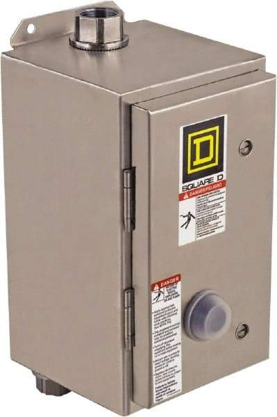 Square D - 440 Coil VAC at 50 Hz, 480 Coil VAC at 60 Hz, 27 Amp, NEMA Size 1, Nonreversible Enclosed Enclosure NEMA Motor Starter - 3 Phase hp: 10 at 460 VAC, 10 at 575 VAC, 7-1/2 at 200 VAC, 7-1/2 at 230 VAC, 4x Enclosure Rating - Top Tool & Supply