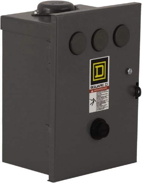 Square D - 110 Coil VAC at 50 Hz, 120 Coil VAC at 60 Hz, 27 Amp, NEMA Size 1, Nonreversible Enclosed Enclosure NEMA Motor Starter - 3 Phase hp: 10 at 460 VAC, 10 at 575 VAC, 7-1/2 at 200 VAC, 7-1/2 at 230 VAC, 3R Enclosure Rating - Top Tool & Supply