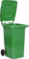 Vestil - 64 Gal Green Rectangle Trash Can - Polyethylene, None Graphic, 39-15/16" High x 28-1/2" Long x 23-1/2" Wide, Lid Included - Top Tool & Supply