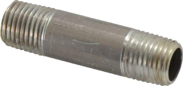 Merit Brass - 1/4" Pipe, 2" Long, Aluminum Pipe Nipple - Grade 6061, Threaded - Top Tool & Supply