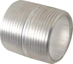 Merit Brass - 1-1/4" Pipe, 1-5/8" Long, Aluminum Pipe Nipple - Grade 6061, Threaded - Top Tool & Supply