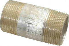 Merit Brass - 1-1/4" Pipe, 3" Long, Aluminum Pipe Nipple - Grade 6061, Threaded - Top Tool & Supply