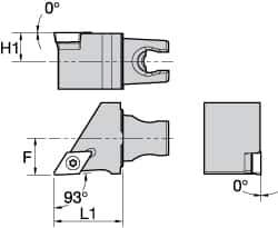 Kennametal - Left Hand Cut, Size KM25, DC.. Insert Compatiblity, External Modular Turning & Profiling Cutting Unit Head - 16mm Ctr to Cutting Edge, 30mm Head Length, Through Coolant, Series Screw-On - Top Tool & Supply