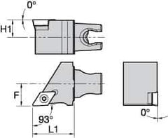 Kennametal - Left Hand Cut, Size KM25, DC.. Insert Compatiblity, External Modular Turning & Profiling Cutting Unit Head - 16mm Ctr to Cutting Edge, 30mm Head Length, Through Coolant, Series Screw-On - Top Tool & Supply