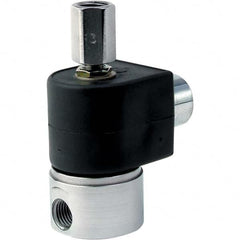 Parker - 120/60 - 110/50 VAC 1/4" NPT Port Stainless Steel Three-Way Direct Acting Solenoid Valve - Top Tool & Supply