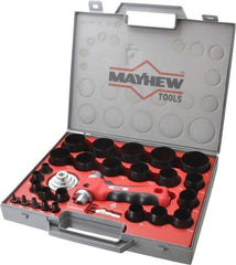 Mayhew - 28 Piece, 1/8 to 2", Hollow Punch Set - Carbon Alloy Steel, Comes in Polypropylene Case - Top Tool & Supply