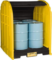 Justrite - 4 Drum, 79 Gal Sump Capacity, Drum Cover Pallet - 5.71' Long x 5.06' Wide x 6.27' High, Vertical Storage, Polyethylene - Top Tool & Supply