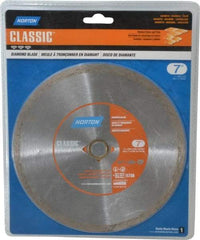 Norton - 7" Diam, 5/8" Arbor Hole Diam, Wet & Dry Cut Saw Blade - Diamond-Tipped, Standard Round Arbor - Top Tool & Supply