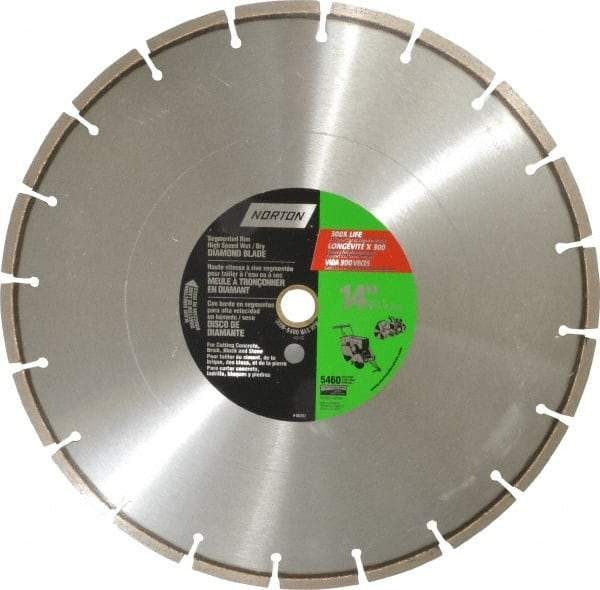 Norton - 14" Diam, 1" Arbor Hole Diam, Wet & Dry Cut Saw Blade - Diamond-Tipped, Standard Round Arbor - Top Tool & Supply