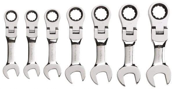 GearWrench - 7 Piece, 3/8" to 3/4", Ratcheting Combination Wrench Set - Inch Measurement Standard, Chrome Finish, Comes in Plastic Case - Top Tool & Supply