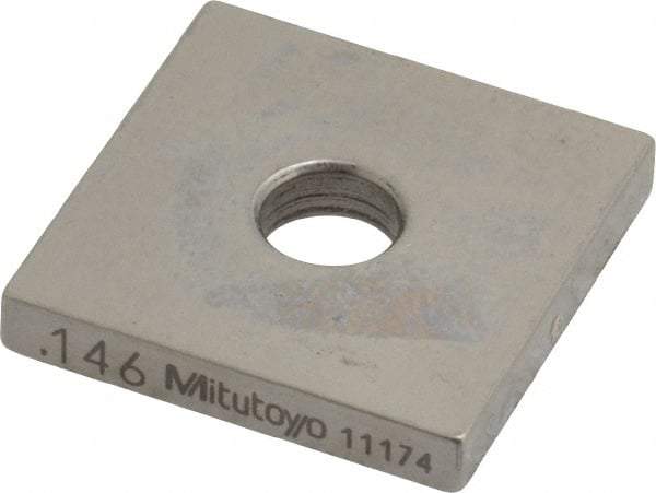 Mitutoyo - 0.146" Square Steel Gage Block - Accuracy Grade 0, Includes Certificate of Inspection - Top Tool & Supply