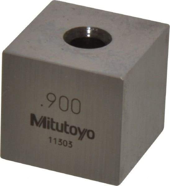 Mitutoyo - 0.9" Square Steel Gage Block - Accuracy Grade 0, Includes Certificate of Inspection - Top Tool & Supply