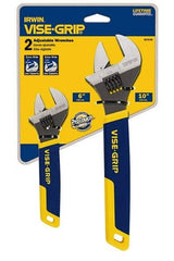 Irwin - 2 Piece, Adjustable Wrench Set - Inch System of Measurement, Chrome Vanadium Finish, Comes in Display Card - Top Tool & Supply