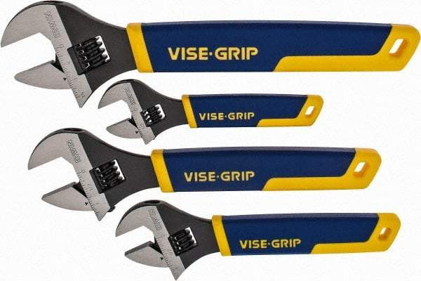 Irwin - 4 Piece, Adjustable Wrench Set - Inch/Metric System of Measurement, Chrome Vanadium Finish, Comes in Plastic Tray - Top Tool & Supply