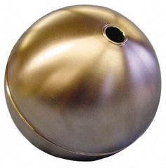 Made in USA - 5" Diam, Spherical, Tubed Through Connection, Metal Float - 1/2" Rod Thread, Stainless Steel, 800 Max psi, 19 Gauge - Top Tool & Supply