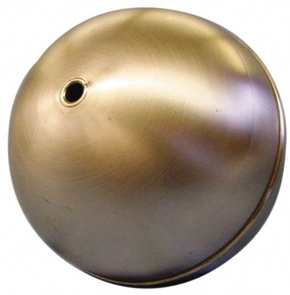 Made in USA - 2-1/2" Diam, Spherical, Tubed Through Connection, Metal Float - 1/4" Rod Thread, Stainless Steel, 750 Max psi, 26 Gauge - Top Tool & Supply