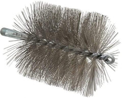 Schaefer Brush - 4-1/2" Brush Length, 4-1/2" Diam, Double Stem, Single Spiral Tube Brush - 7-1/4" Long, Stainless Steel, 1/4" NPSM Male Connection - Top Tool & Supply