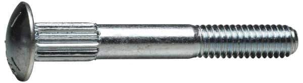 Value Collection - 3/8-16 UNC 2-1/2" Length Under Head, Ribbed Neck, Carriage Bolt - Grade 5 Steel, Zinc-Plated Clear Chromate Finish - Top Tool & Supply