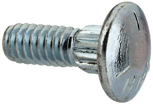 Value Collection - 1/4-20 UNC 3/4" Length Under Head, Ribbed Neck, Carriage Bolt - Grade 5 Steel, Zinc-Plated Clear Chromate Finish - Top Tool & Supply