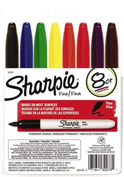 Sharpie - Assorted Colors Permanent Marker - Fine Felt Tip, AP Nontoxic Ink - Top Tool & Supply