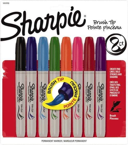 Sharpie - Assorted Colors Permanent Marker - Brush Felt Tip, AP Nontoxic Ink - Top Tool & Supply