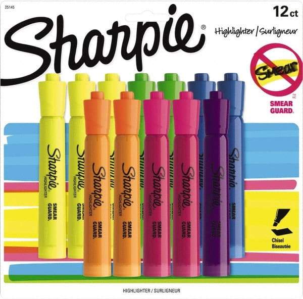 Sharpie - Assorted Colors, Highlighter - Chisel Tip, AP Nontoxic Ink - Top Tool & Supply