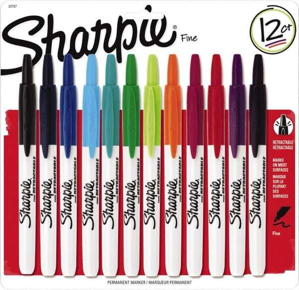 Sharpie - Assorted Colors, Permanent Marker - Retractable Fine Tip, AP Nontoxic Ink - Top Tool & Supply