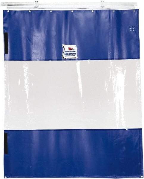 TMI, LLC - 24' Door Width x 8' Door Height PVC Solid with Vision Panel (Style) Industrial Curtain Kit - Blue/Clear - Top Tool & Supply