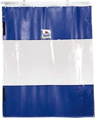 TMI, LLC - 24' Door Width x 8' Door Height PVC Solid with Vision Panel (Style) Industrial Curtain Kit - Blue/Clear - Top Tool & Supply