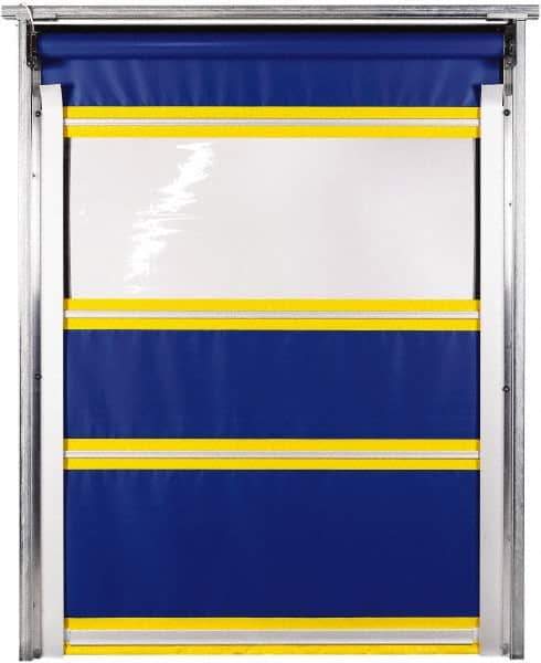 TMI, LLC - 10' Door Width x 10' Door Height PVC Solid with Vision Panel & In-Tube Motorized (Style) Roll Up Dock Screen - Blue/Yellow/Clear - Top Tool & Supply