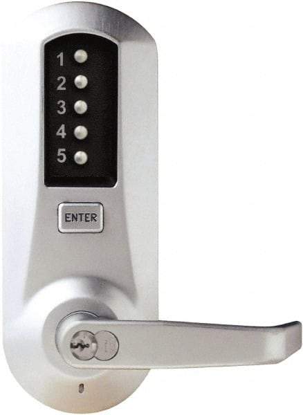 Kaba Access - Combination Entry Lever Lockset with Key Override - 2-3/4" Back Set, No Cylinder, Zamak3, Satin Chrome Finish - Top Tool & Supply