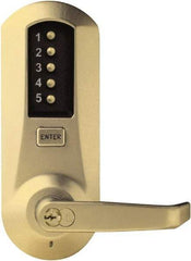 Kaba Access - Pushbutton Lock with Interchangeable Core Lever Lockset for 1-3/4 to 2-1/4" Thick Doors - 2-3/4" Back Set, 6 or 7 Pin Length Best & Compatible (Core Not Included) Cylinder, Satin Brass Finish - Top Tool & Supply