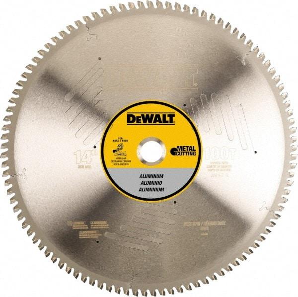 DeWALT - 14" Diam, 1" Arbor Hole Diam, 100 Tooth Wet & Dry Cut Saw Blade - Steel, Crosscutting Action, Standard Round Arbor - Top Tool & Supply