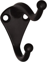 National Mfg. - 1" Wide x 2" High x 0.11" Thick, Double Coat & Hat Hook - 2-3/4" Projection, Oil Rubbed Bronze - Top Tool & Supply