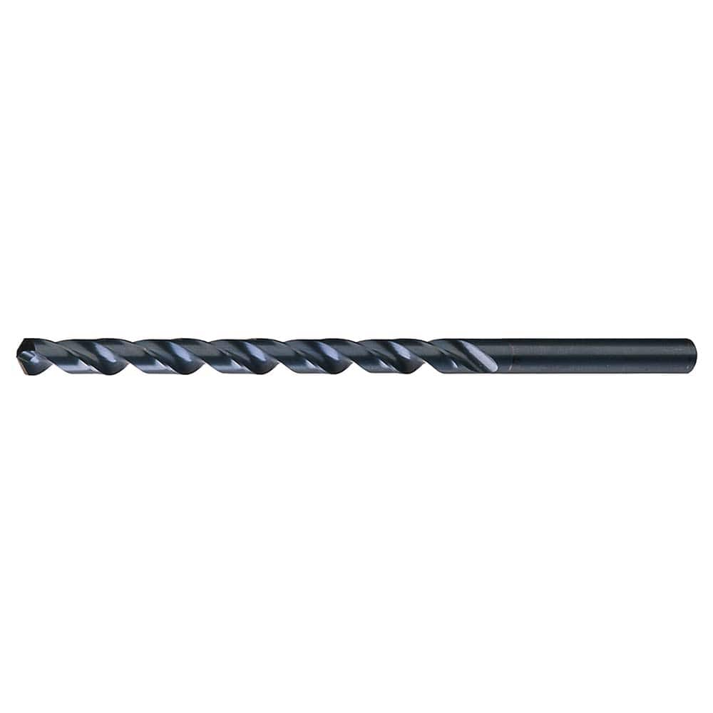 Extra Length Drill Bit: 0.6875″ Dia, 118 °, High Speed Steel Oxide Finish, 9″ Flute Length, 12″ OAL, Spiral Flute, Straight-Cylindrical Shank, Series 1806