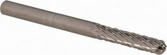 Cle-Line - 1/8" Cut Diam, 1/8" Shank Diam, Cylinder with Radius Head Double Cut Burr - Carbide, Radius End, 9/16" LOC, 1-1/2" OAL - Top Tool & Supply