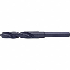 Reduced Shank Drill Bit: 53/64'' Dia, 1/2'' Shank Dia, 118  ™, High Speed Steel 6'' OAL, Coated Finish, Weldon Shank, RH Cut, Series 1681